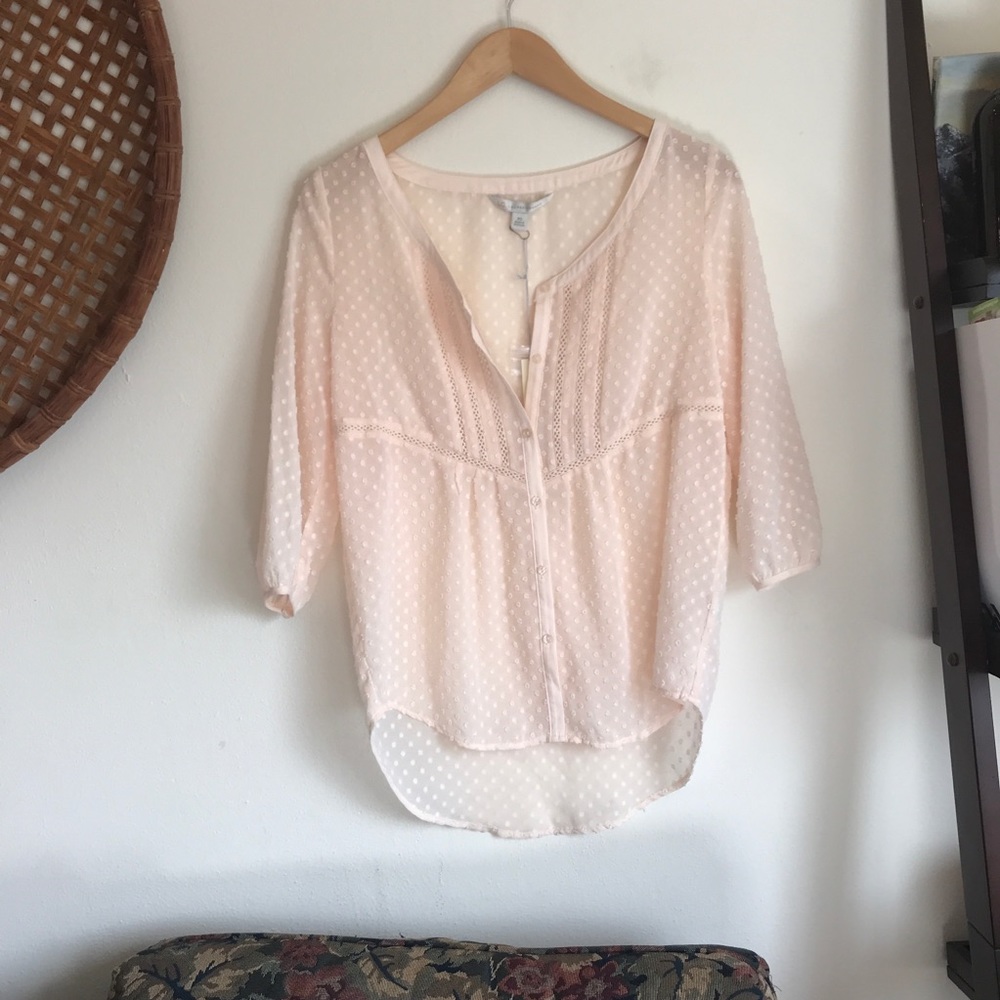 NWT Lauren Conrad pink textured blouse | small |